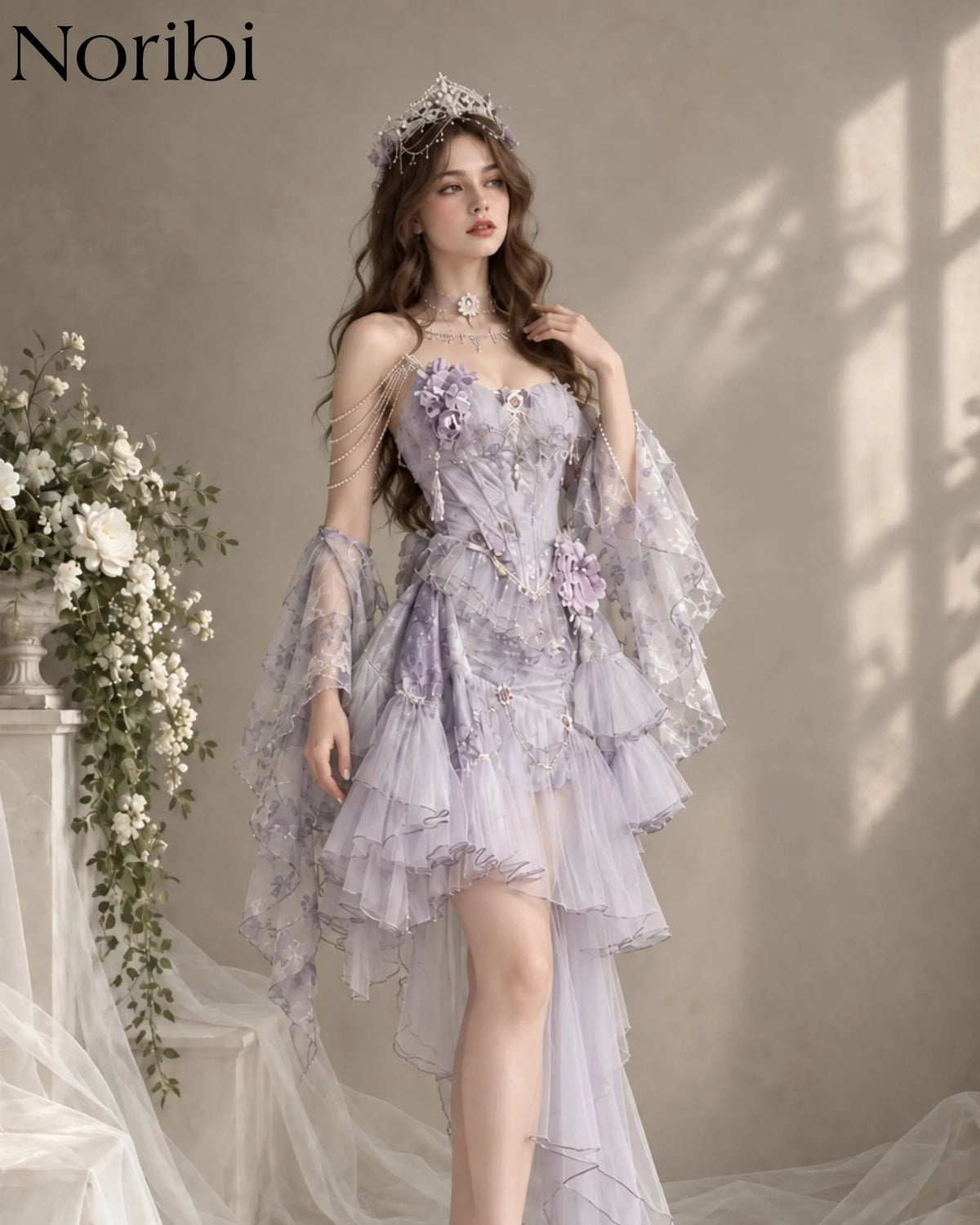 Lavender Fairy Corset Dress Ethereal Tulle Princess Gown Lace