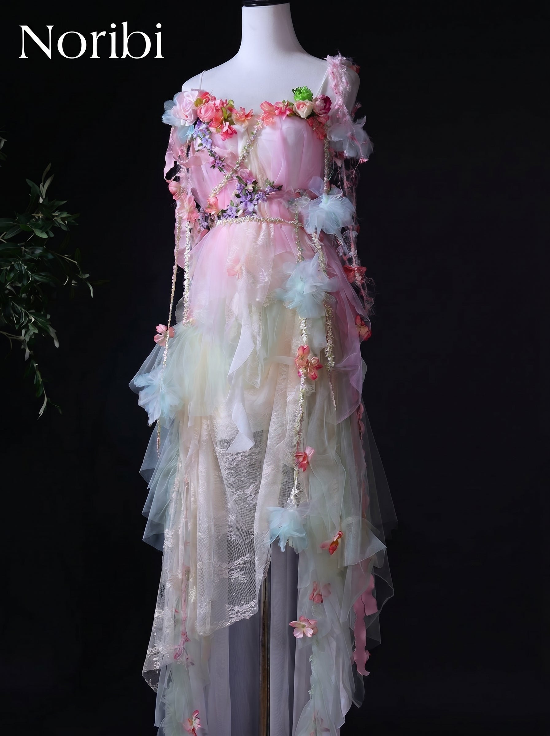 Pastel Fairy Dress Floral Tulle Cottagecore Princess Gown