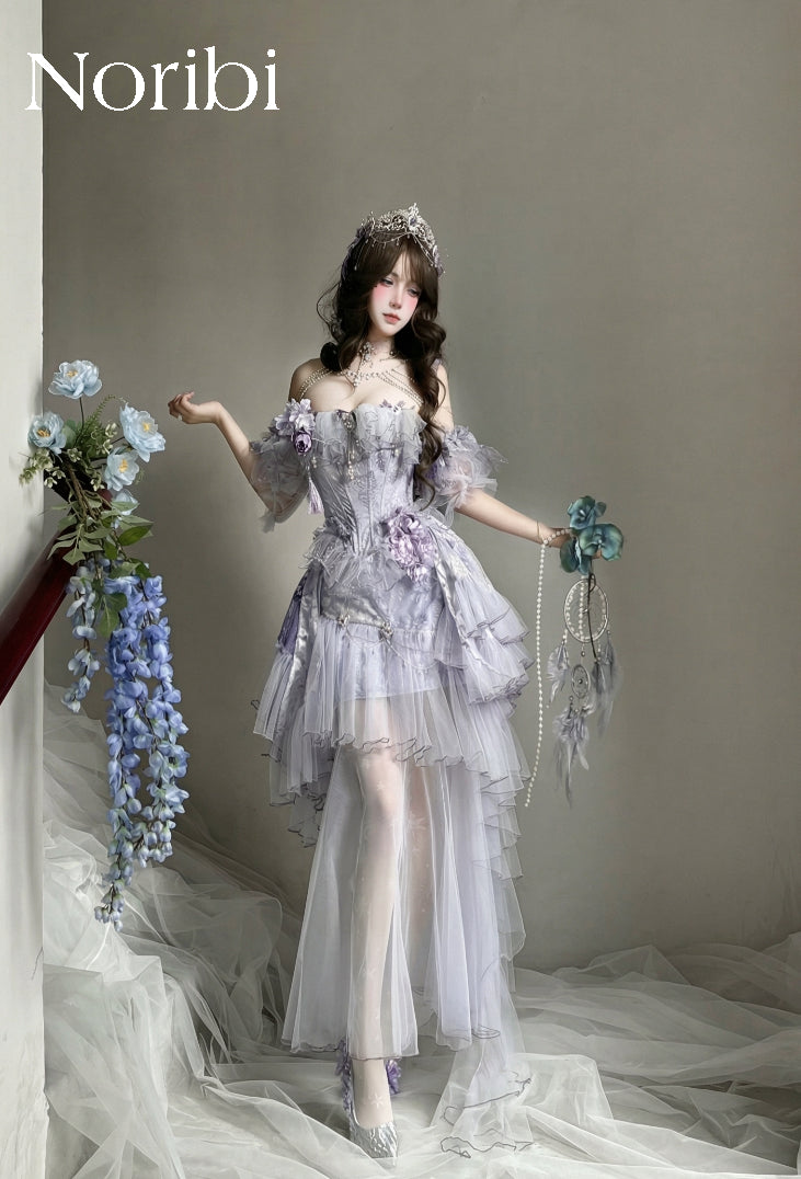 Lavender Fairy Corset Dress Ethereal Tulle Princess Gown Lace