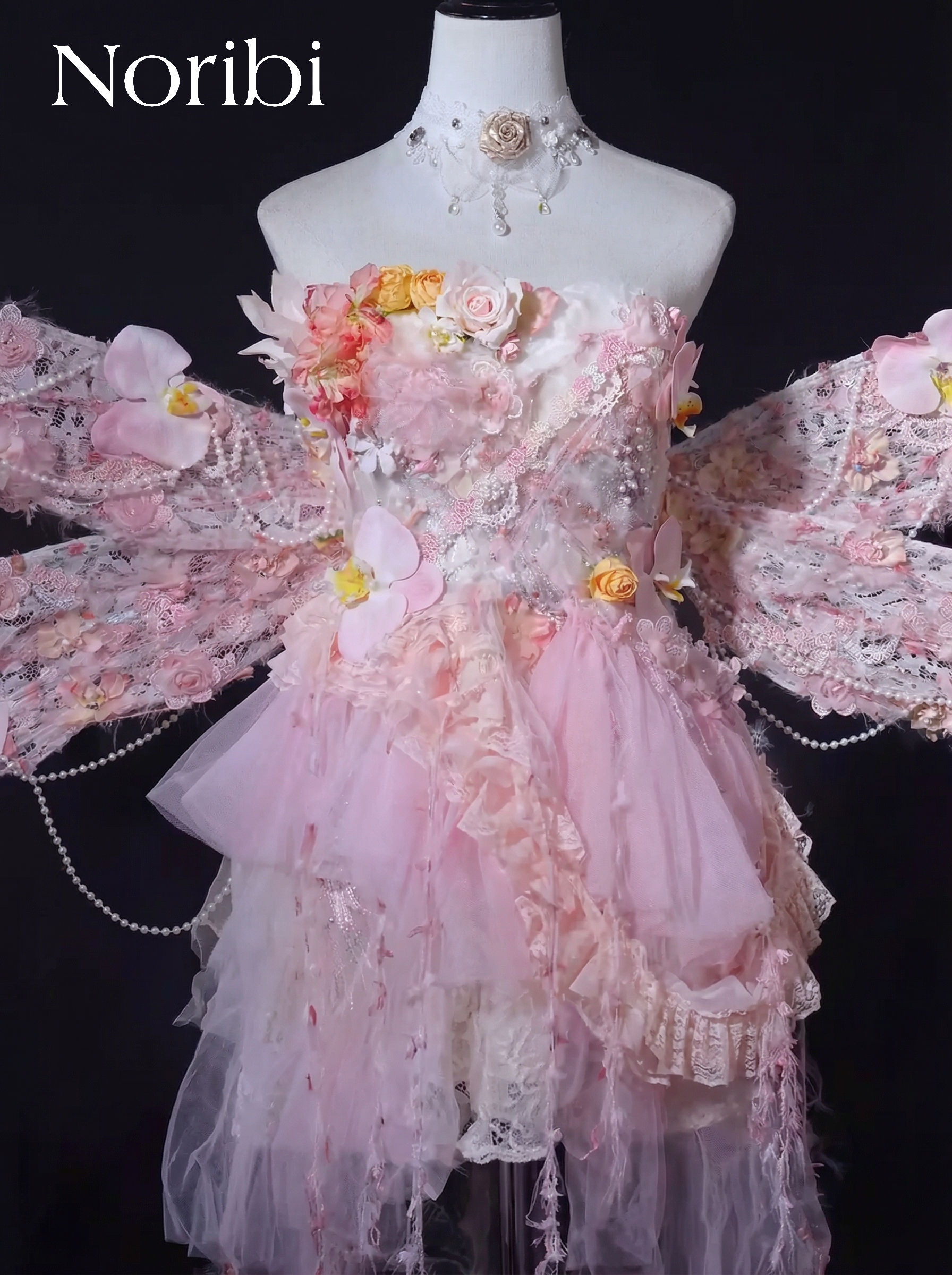 Vestido de hada con alas, princesa floral rosa, traje de tul para sesión de fotos