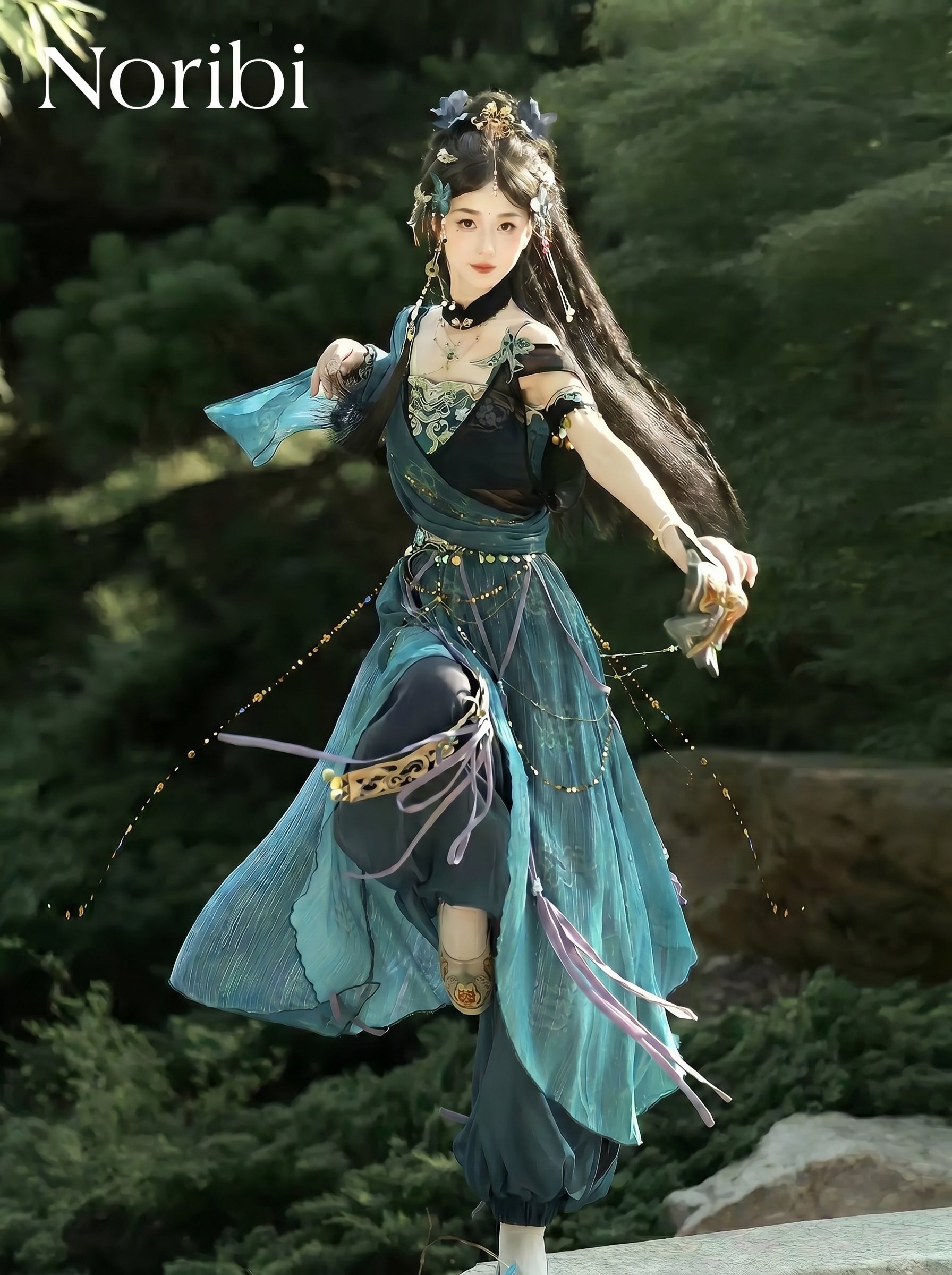 Green Hanfu Inspired Fairy Dress, Chinese Fantasy Cosplay Gown