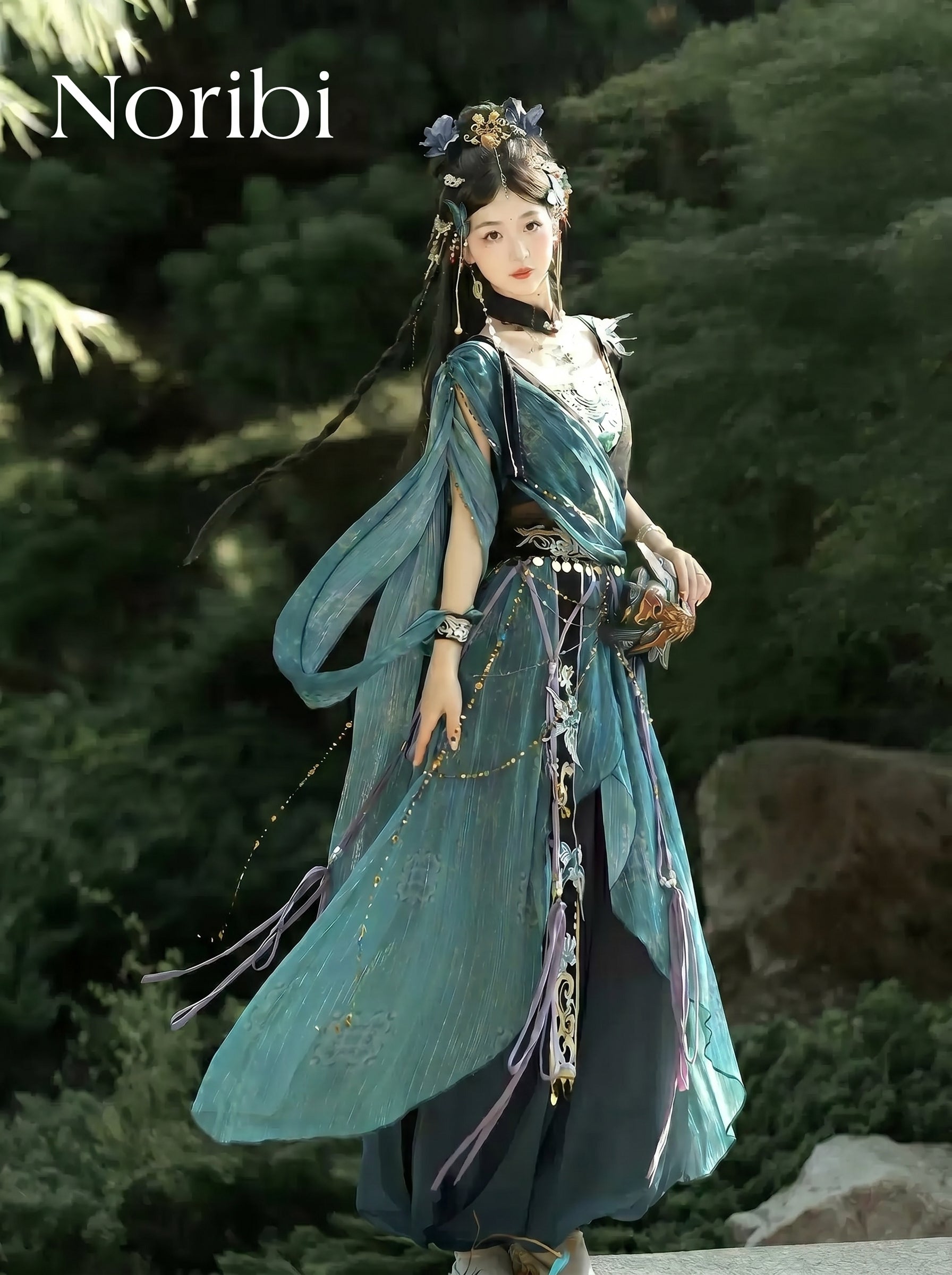 Green Hanfu Inspired Fairy Dress, Chinese Fantasy Cosplay Gown