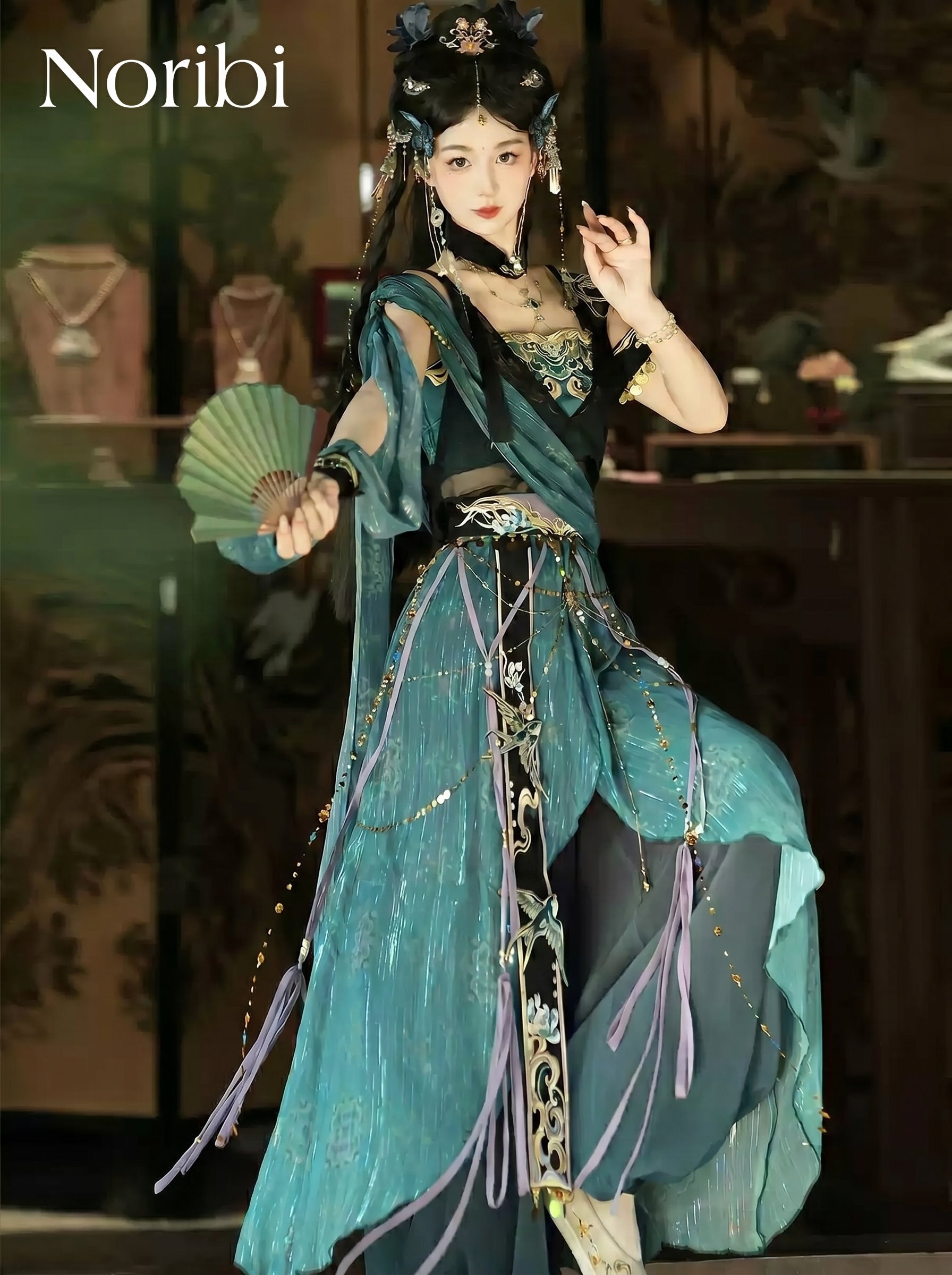 Green Hanfu Inspired Fairy Dress, Chinese Fantasy Cosplay Gown