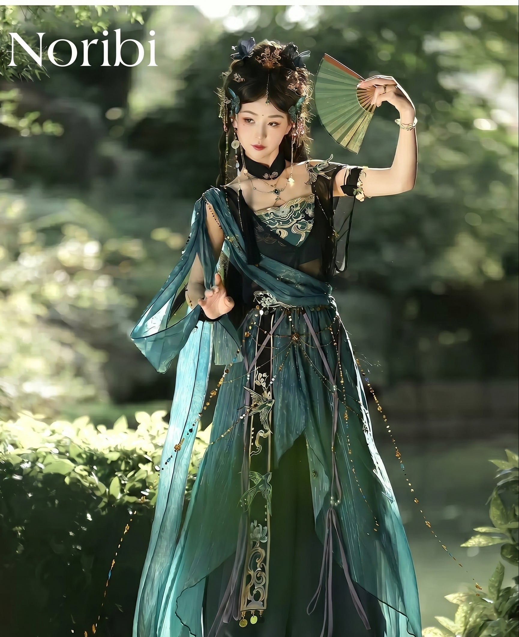 Green Hanfu Inspired Fairy Dress, Chinese Fantasy Cosplay Gown