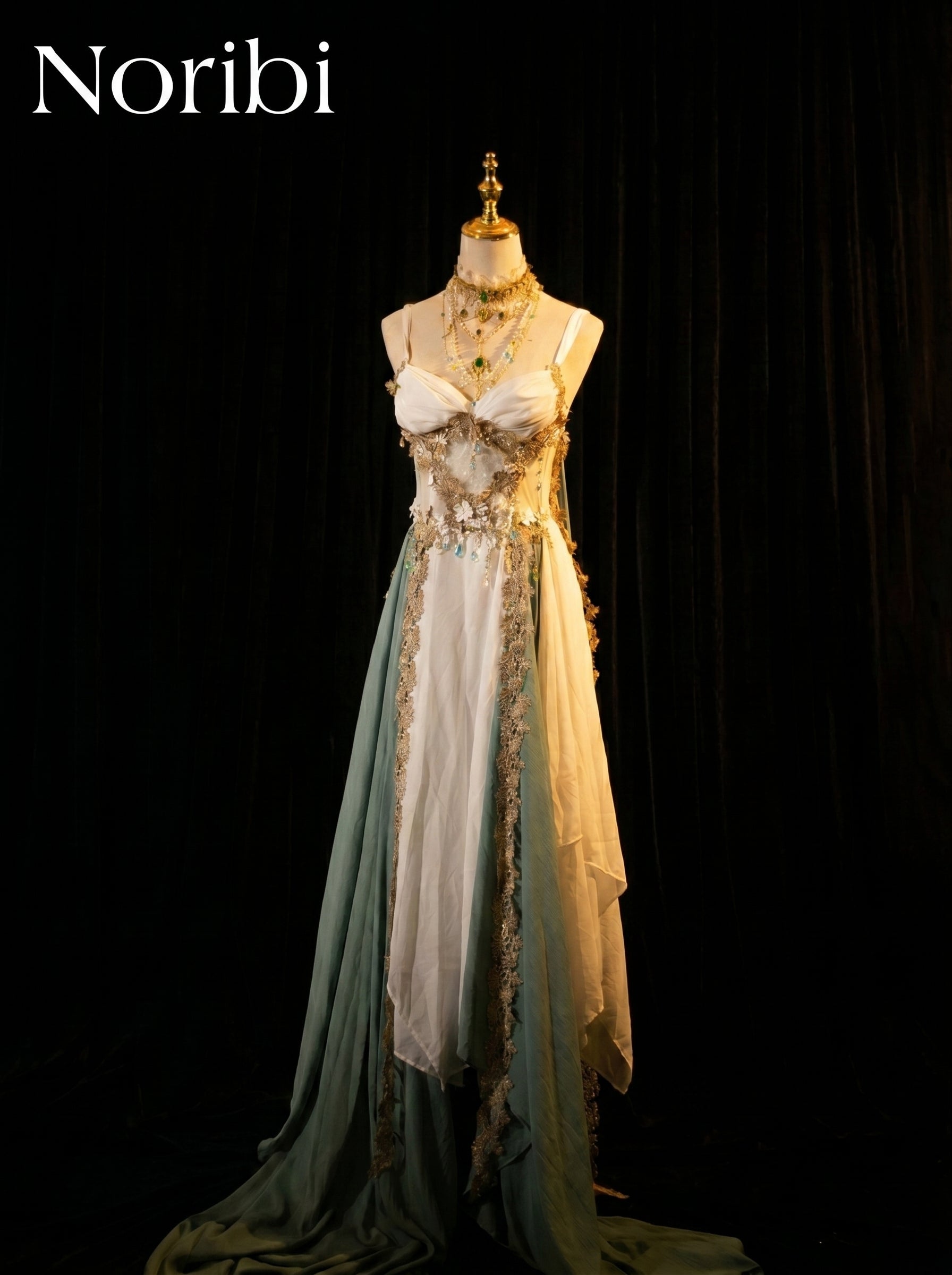 Green Fairy Corset Dress, Fantasy Elf Costume, Floral Cosplay