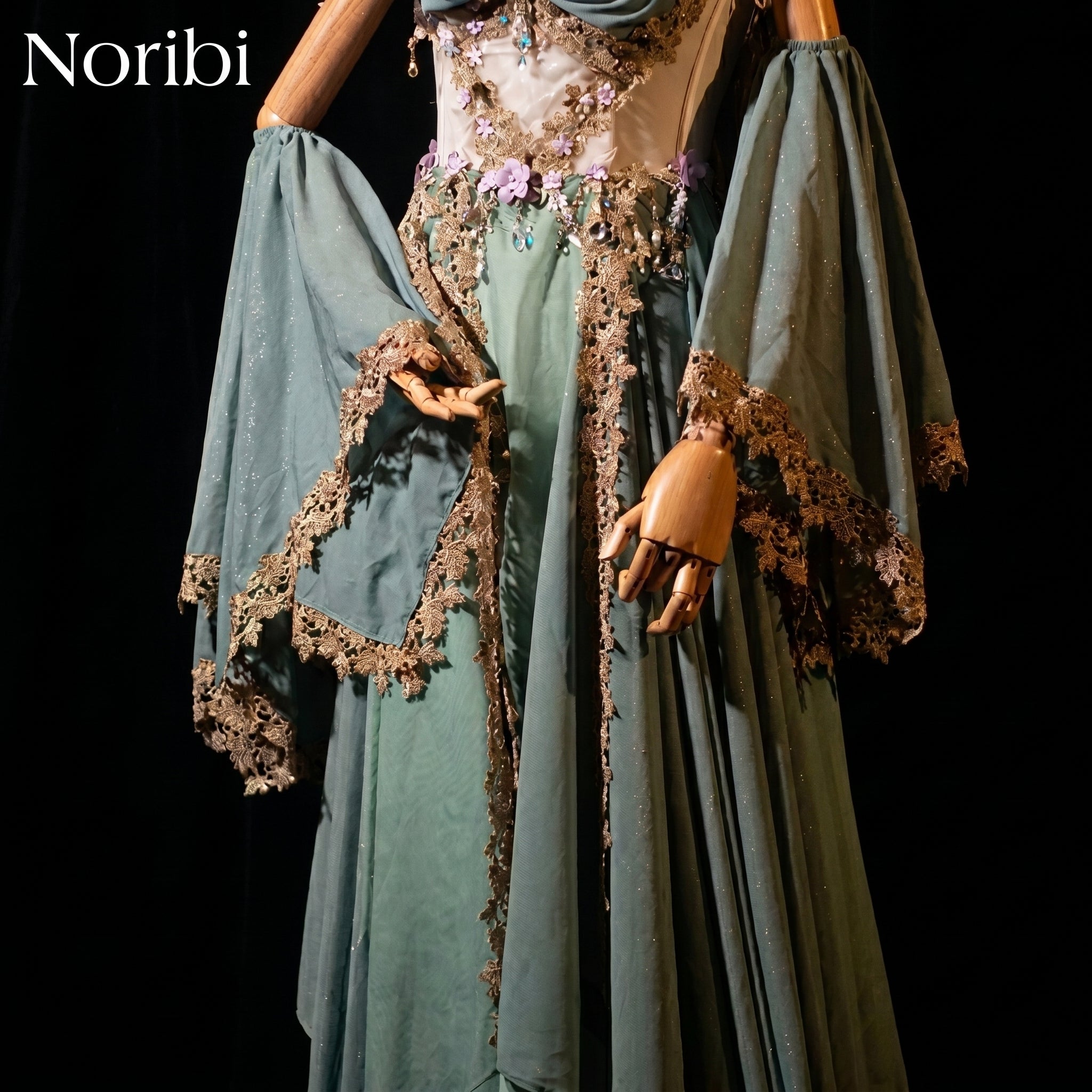 Green Fairy Corset Dress, Fantasy Elf Costume, Floral Cosplay