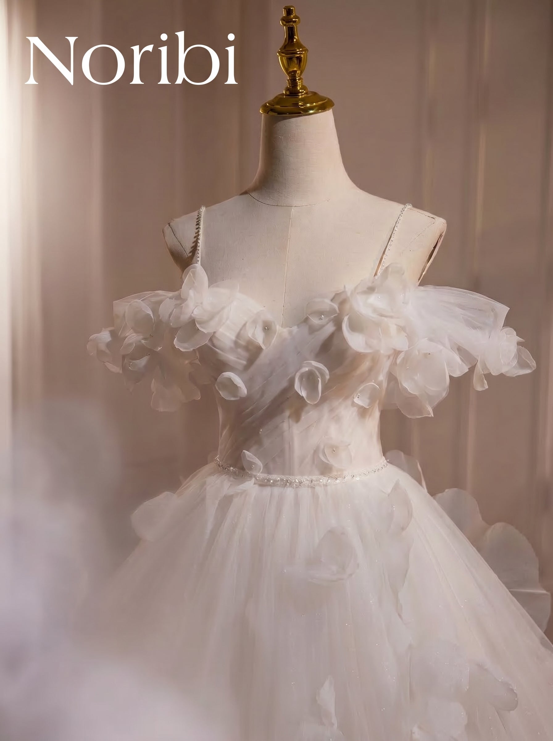 Ivory Fairycore Wedding Dress, Ruffle Tulle Princess Ball Gown