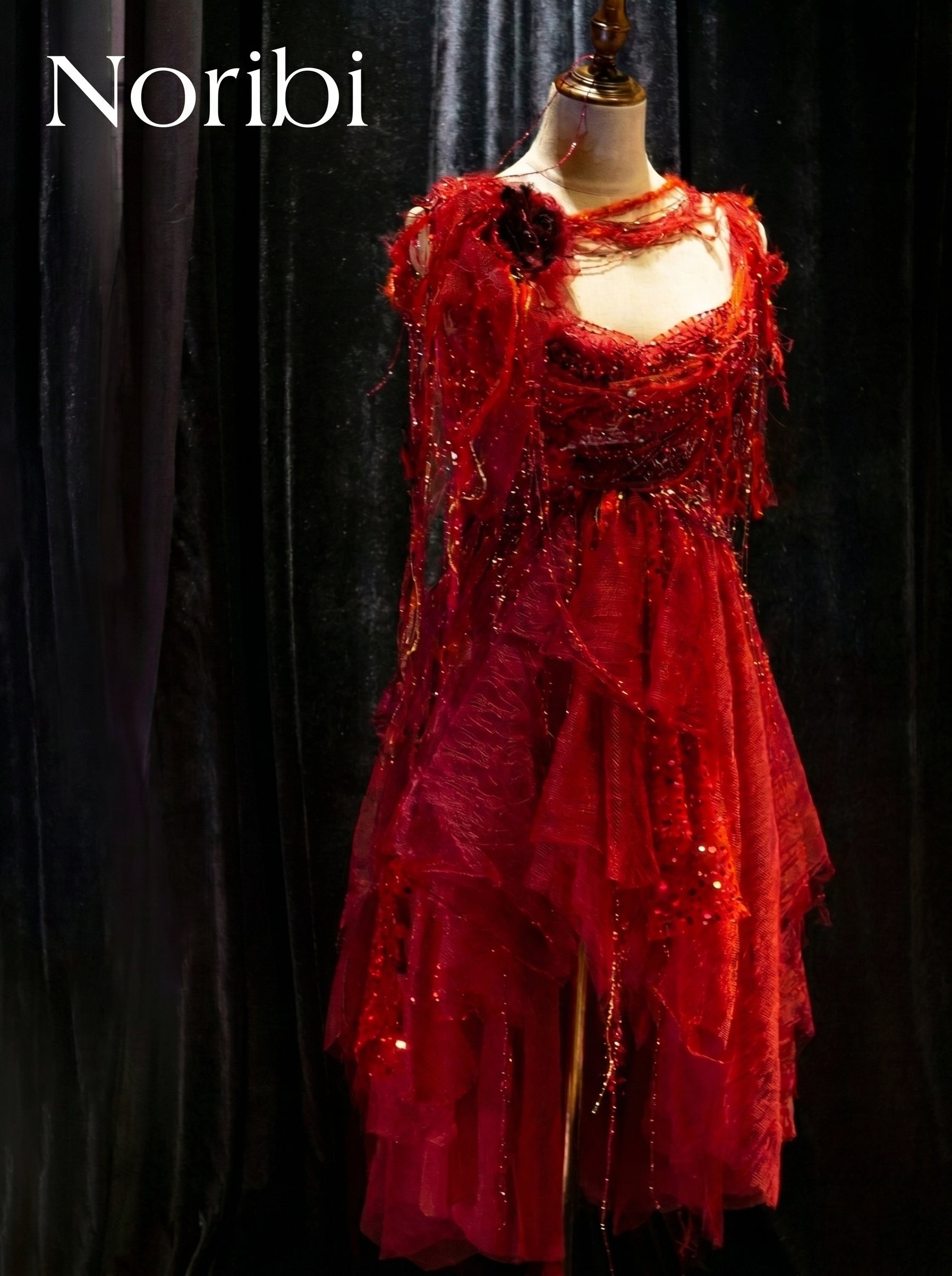 Red Gothic Fairy Dress, Layered Tulle Fantasy Costume, Cosplay