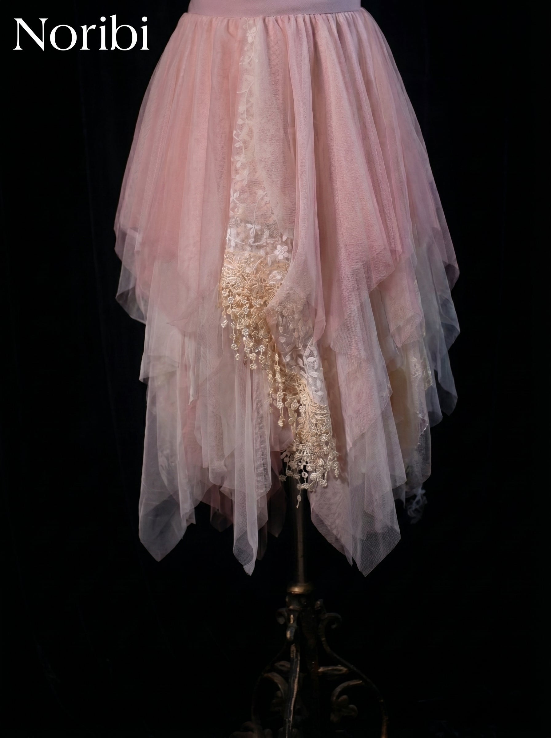 Pink Fairy Tulle Dress, Lace Floral Fantasy Costume, Ethereal