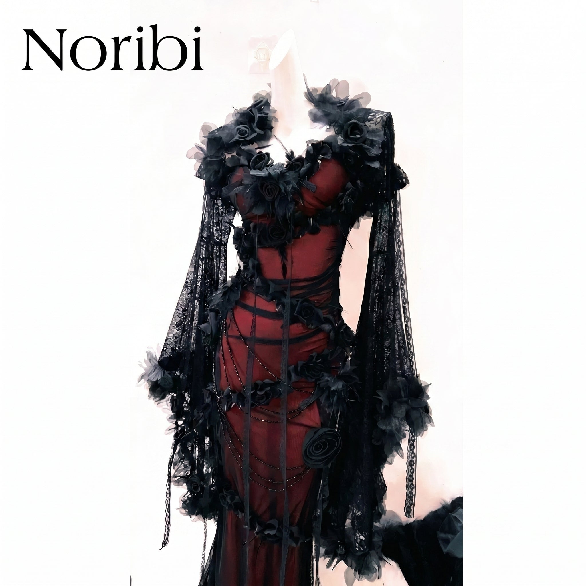 Gothic Red Black Dress Dark Romantic Lace Corset Goth Gown