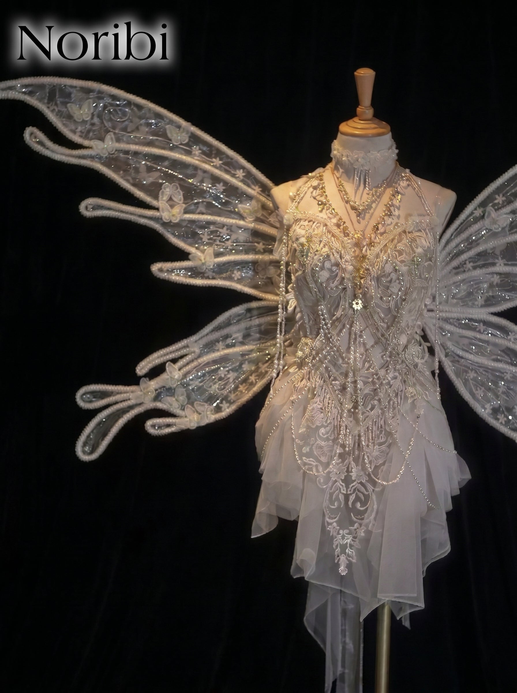White Fairy Dress with Wings, Ethereal Costume, Fairycore Outfit