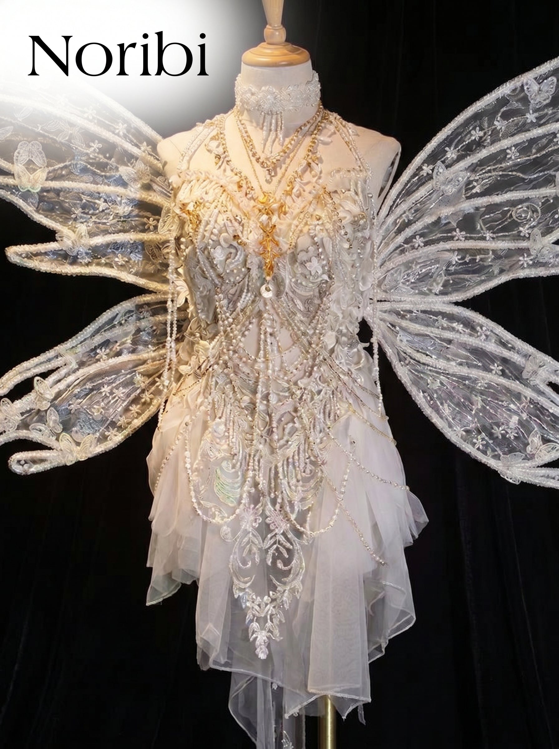 White Fairy Dress with Wings, Ethereal Costume, Fairycore Outfit