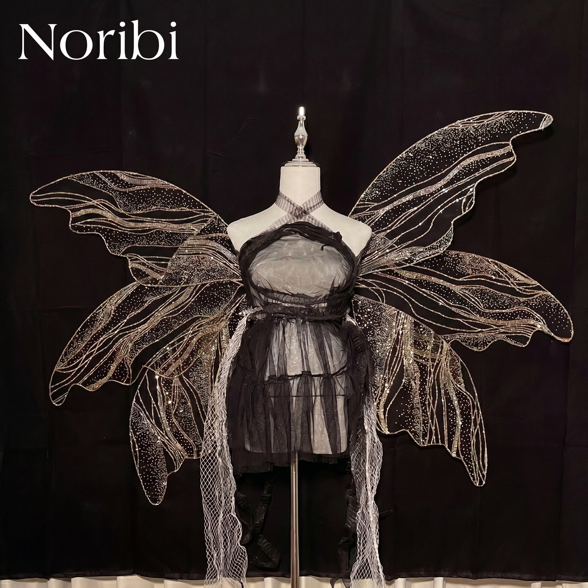 Black Fairy Dress with Wings, Gothic Fairy Costume, Fairycore