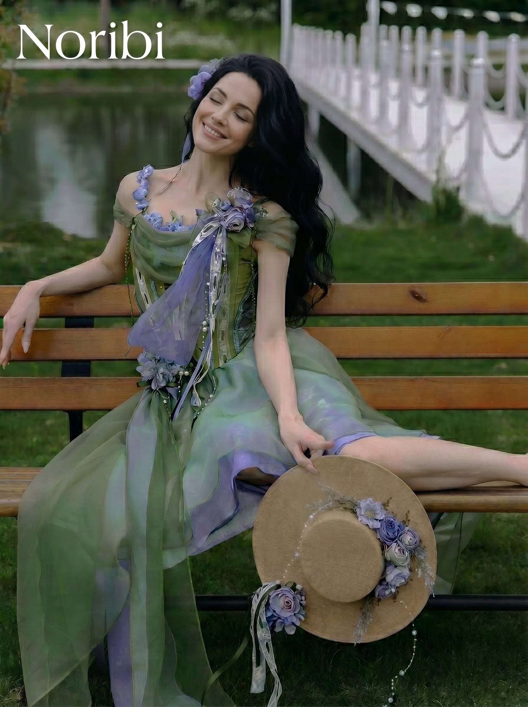 Green Fairy Dress, Off Shoulder Pixie Gown, Woodland Costume