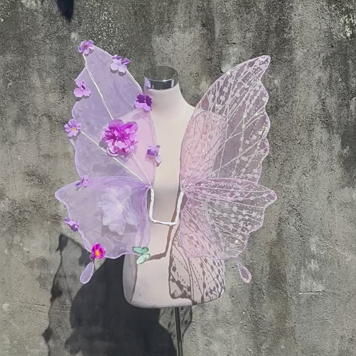 Purple Floral Fairy Wings Butterfly Cosplay Costume Accessory