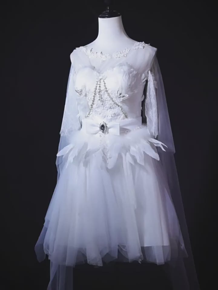White Fairy Tulle Dress, Ethereal Lace Fantasy Costume, Bridal