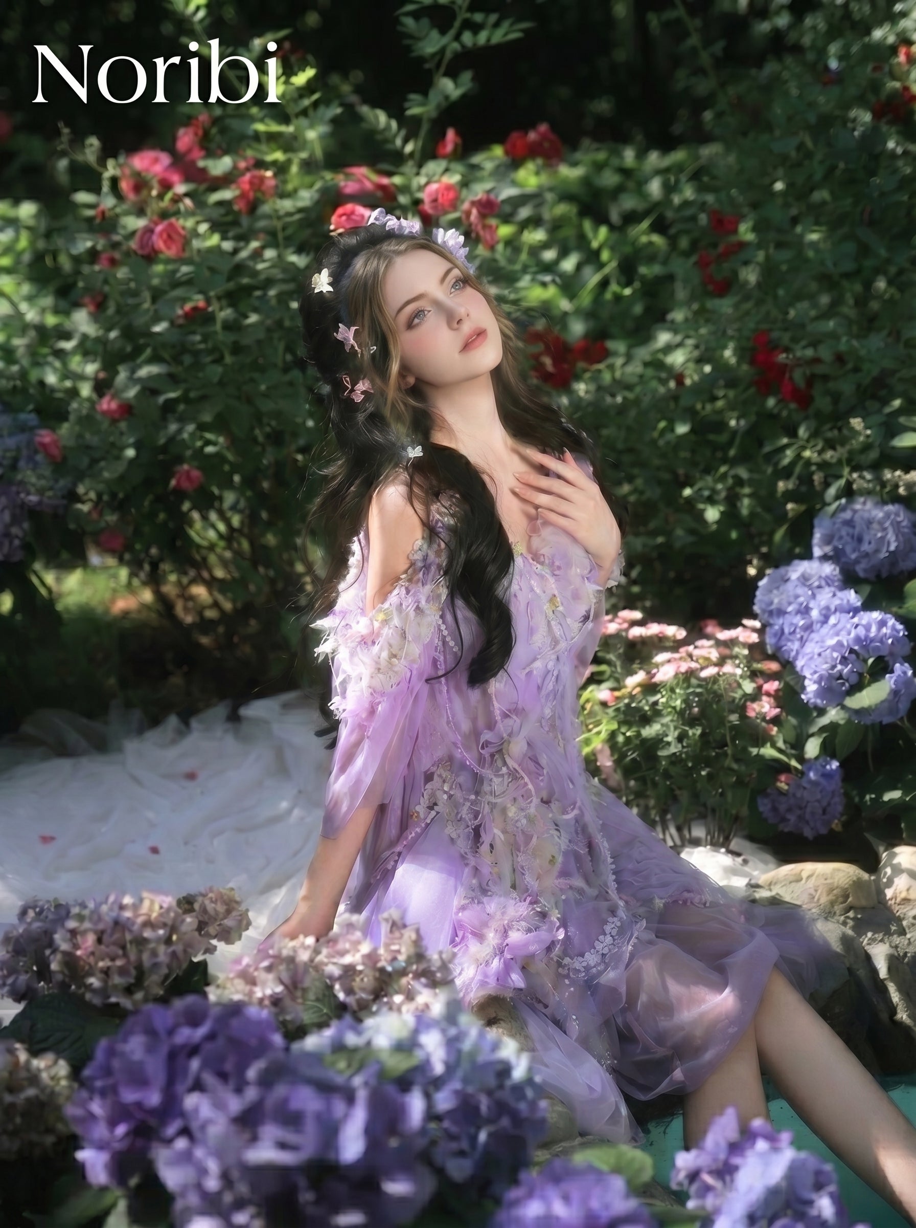 Lavender Fairy Dress with Wings, Ethereal Tulle Fairycore Outfit